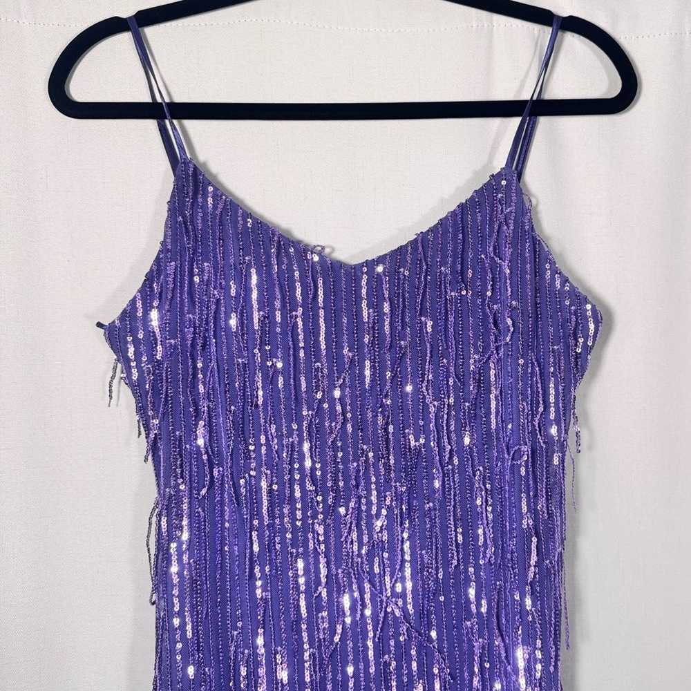 NWT Mi Ami x Francesca’s Purple Sequin Fringe Mini Dress - Picture 5 of 7